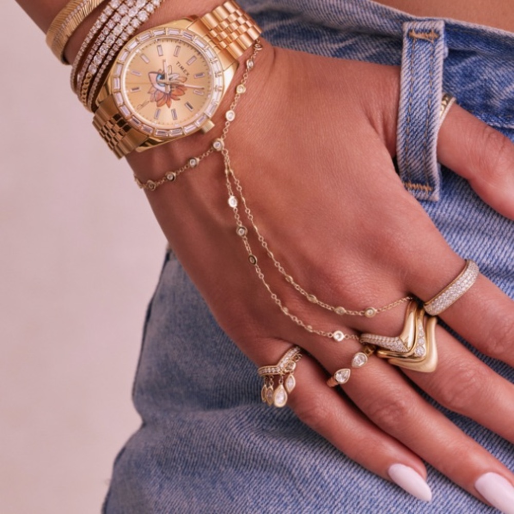 TIMEX X JA LEGACY GOLD SUNRAY FLOWER TRIBE EYE WATCH